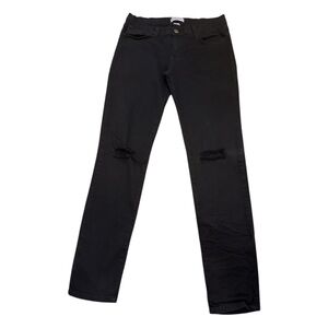 Judy Blue Jeans 8326 Straight Skinny High Stretch Distressed Knees Sz13/31 Black